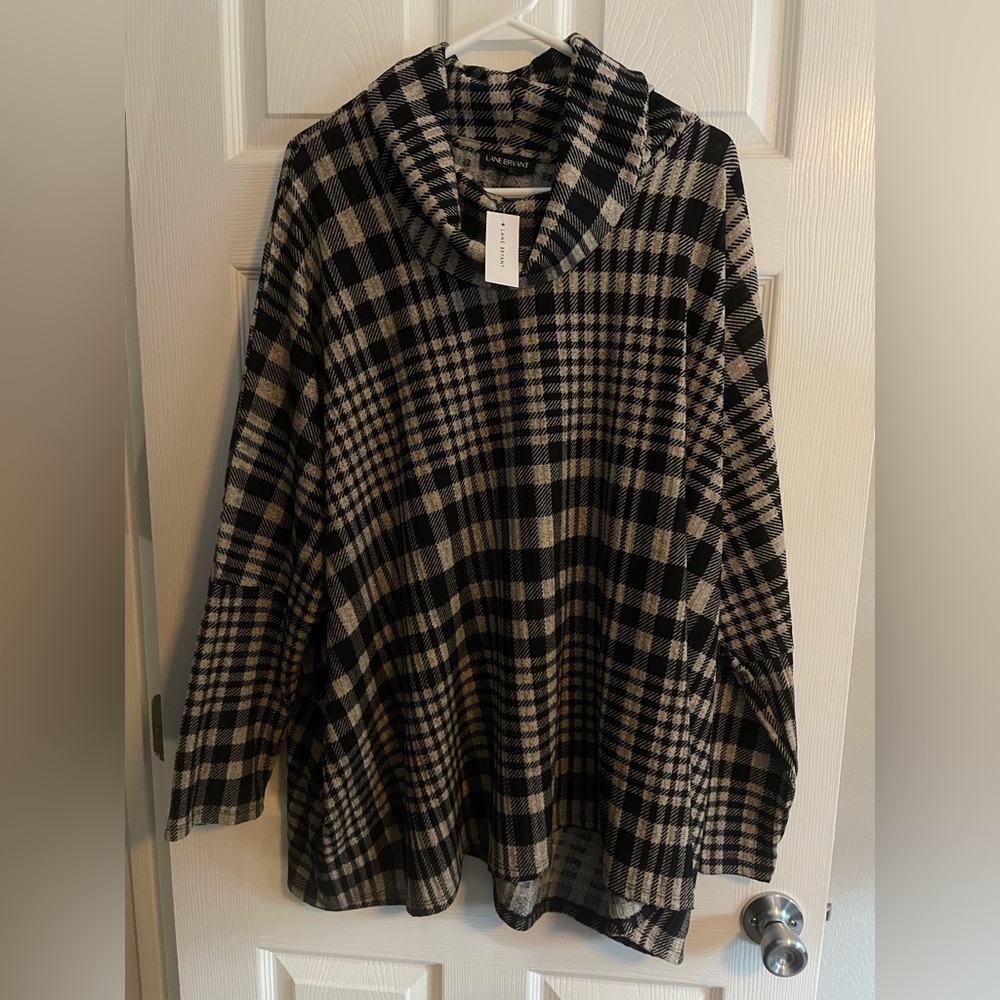 Lane Bryant Poncho style sweater plaid 22/24